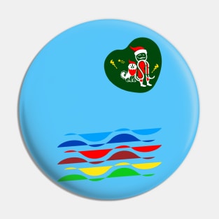 Santa fe with dog Pin