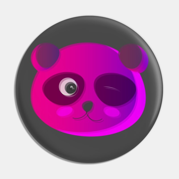 Glitch Panda Neon Face Pin by tatadonets