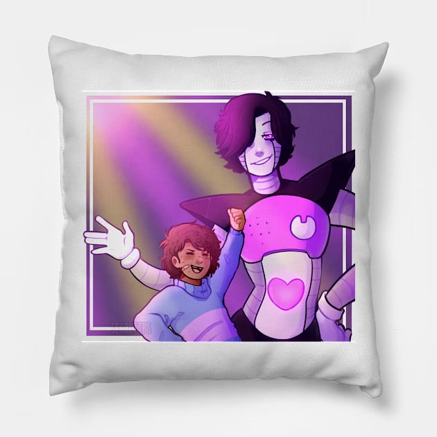 Undertale Frisk and Mettaton Pillow by secrettps