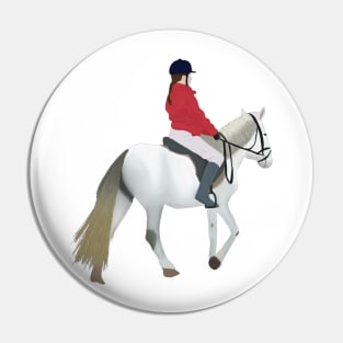 Girl Riding White Horse Pin