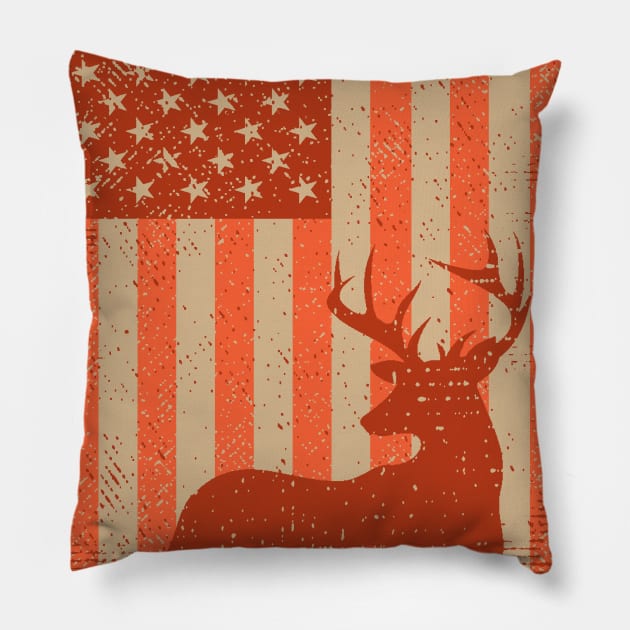 Deer Hunting Safety Orange Flag Pillow by Etopix