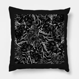 Black and White Messy Flower Patch - Digitally Illustrated Flower Pattern for Home Decor, Clothing Fabric, Curtains, Bedding, Pillows, Upholstery, phone cases and stationary Pillow