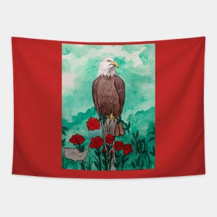 United States National bird and flower, the bald eagle and rose Tapestry