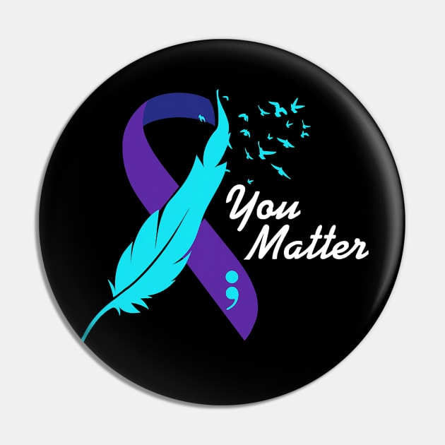 You Matter Ribbon, Suicide Prevention Awareness Mental Health Pin by everetto