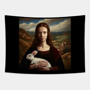 Woman with Rabbit . Tapestry