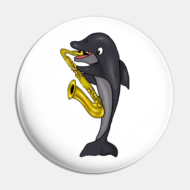 Shark Playing Saxophone Pin by Merchweaver