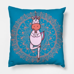 Pink Mandala Yoga Unicorn Pillow