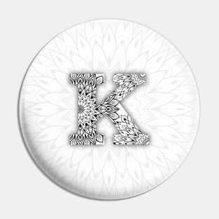 'K' Intricate Pattern Pin