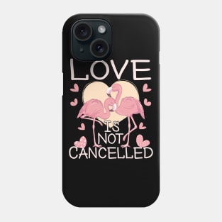 Love Is Not Cancelled Happy Valentines Day 2021 Flamingos Lovers Phone Case