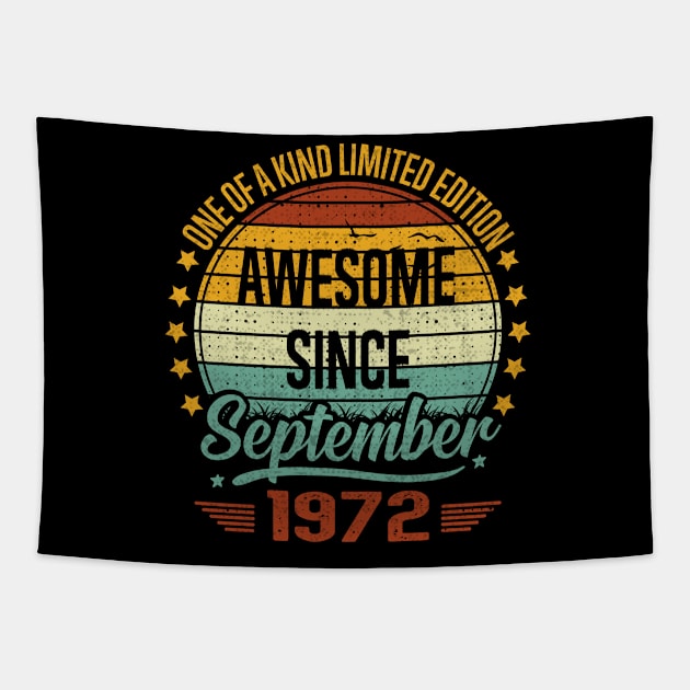 50 Years Old Gifts Awesome Since September 1972 50th Birthday Tapestry by sufian