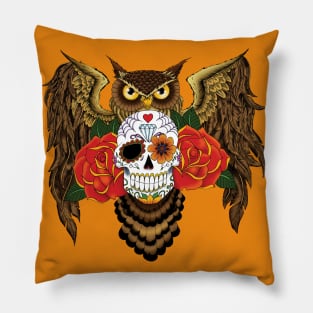 Sugar Skull Owl Pillow