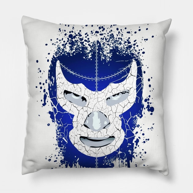 Feel-Ink Blue Demon Lucha Libre Mexican Wrestler Legend Pillow by FeelInksense