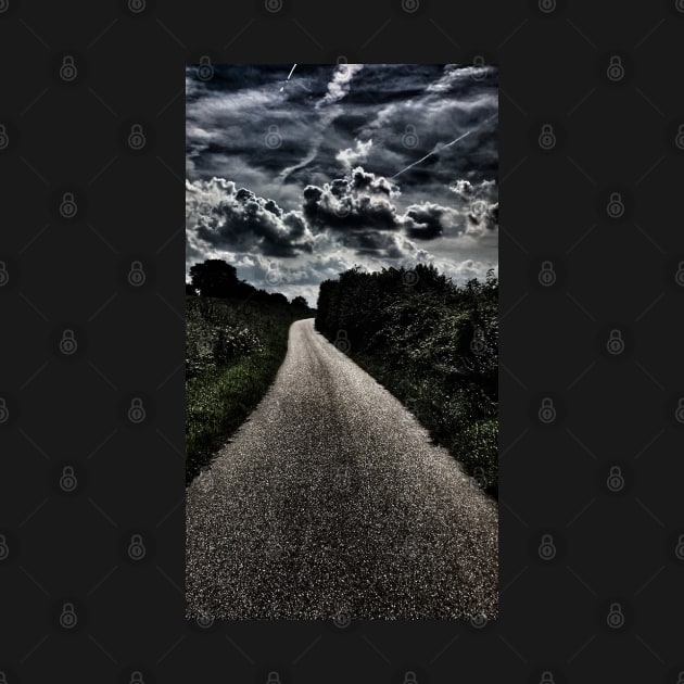 Scenic view of dramatic dark sky above winding road less traveled by Khala