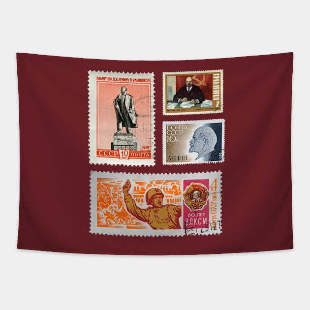 USSR Soviet Union Post Stamps Tapestry by soulfulprintss8