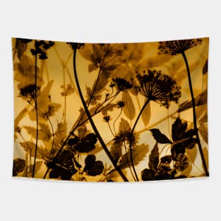 Yellow Amber Botanical Floral Tapestry