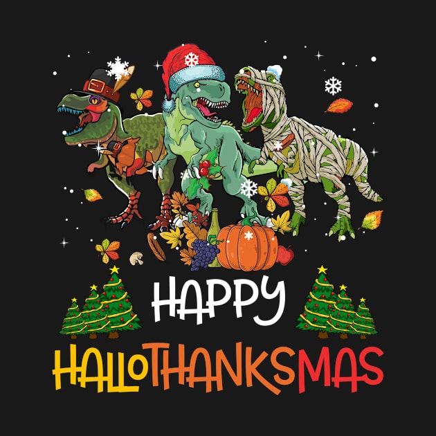 Happy Hallothanksmas Thanksgiving Dinosaur T-rex Turkey by folidelarts