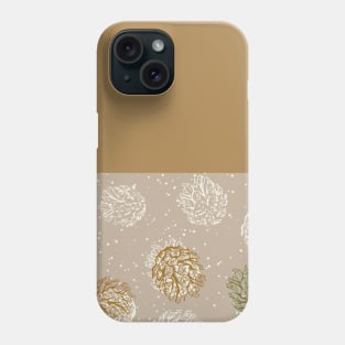 Gold Horizontal Split Colorful Pinecone Pattern on Beige Brown Phone Case