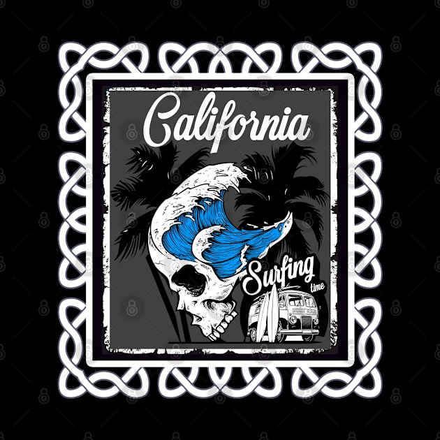 Surfing Skull California by JeffDesign