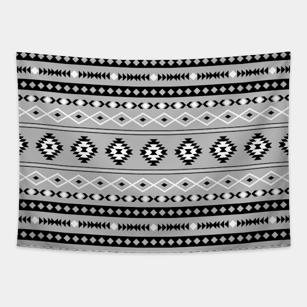 Aztec Black White Grey Mixed Motifs Pattern Tapestry by NataliePaskell