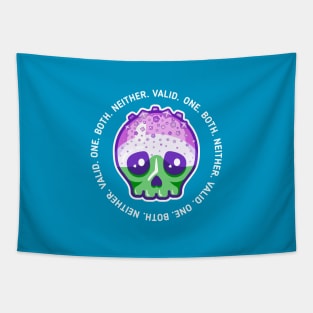 One, both, neither, valid - genderqueer pride skull Tapestry