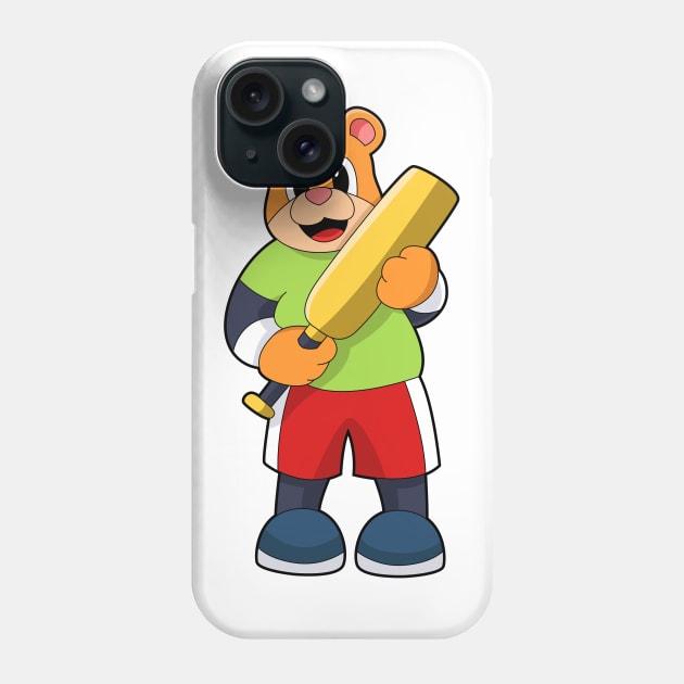 Bear at Cricket with Cricket bat Phone Case by Markus Schnabel