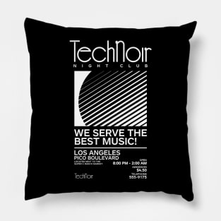 Retro 80s Technoir Nightclub Poster from the Terminator Movie Pillow