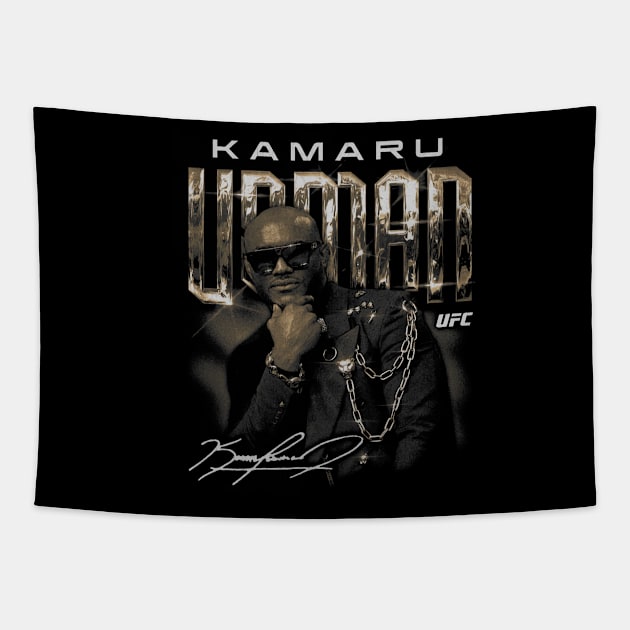 Kamaru Usman Grunge Tapestry by ganisfarhan