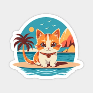 Cute Kitten On Vacation Magnet