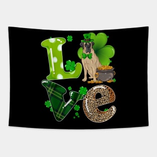 English Mastiff Dog Love Leopard Shamrock Happy St Paddy's Day Tapestry