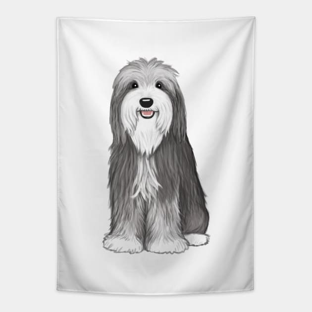 Bearded Collie | Cute Cartoon Beardie Dog Tapestry by Coffee Squirrel