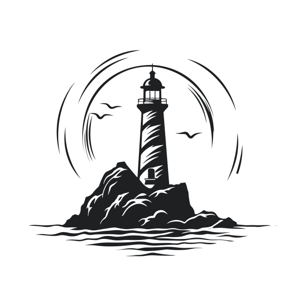 Lighthouse Ocean World Travel Adventure Vector Graphic by Cubebox