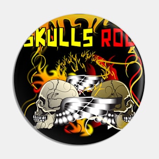 skulls rock text design T-shirt Pin