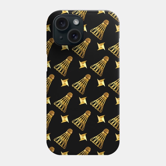 Badminton - Badminton player - Badminton Gold Pattern - Shuttle Gold Phone Case by BabyYodaSticker