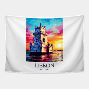 A Pop Art Travel Print of Lisbon - Portugal Tapestry