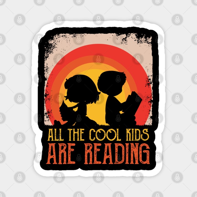 All The Cool Kids Are Reading Book Vintage Reto Sunset Magnet by MasliankaStepan