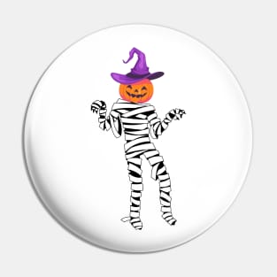 Mummy with pumpkin face Pin