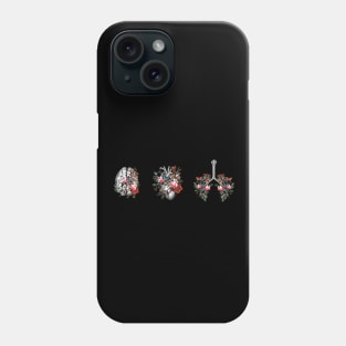 Nature’s Embrace: Floral Brain, Blooming Heart, Butterfly Lungs - Artistic Illustration of Human Organs Melded with Nature Phone Case