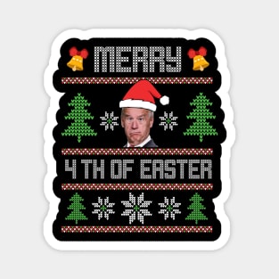 Merry 4th Of Easter Funny Biden Ugly Christmas Sweater Magnet