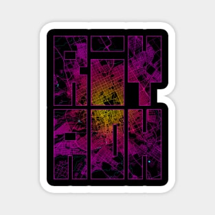 Riyadh, Saudi Arabia City Map Typography - Neon Magnet