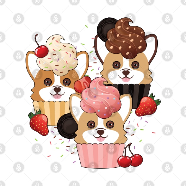 Corgi Cupcakes and Sprinkles by MaplewoodMerch