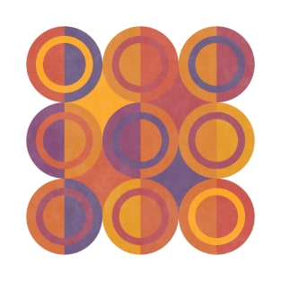 Geometric Shapes Purple Orange Circles T-Shirt