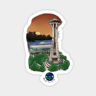 (Black Text) Space Needle Magnet