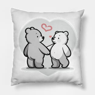 Cute Bears in Love Hearts Pillow