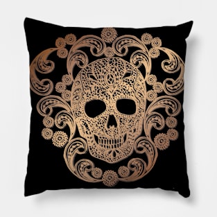 Gold Lace Skull Pillow