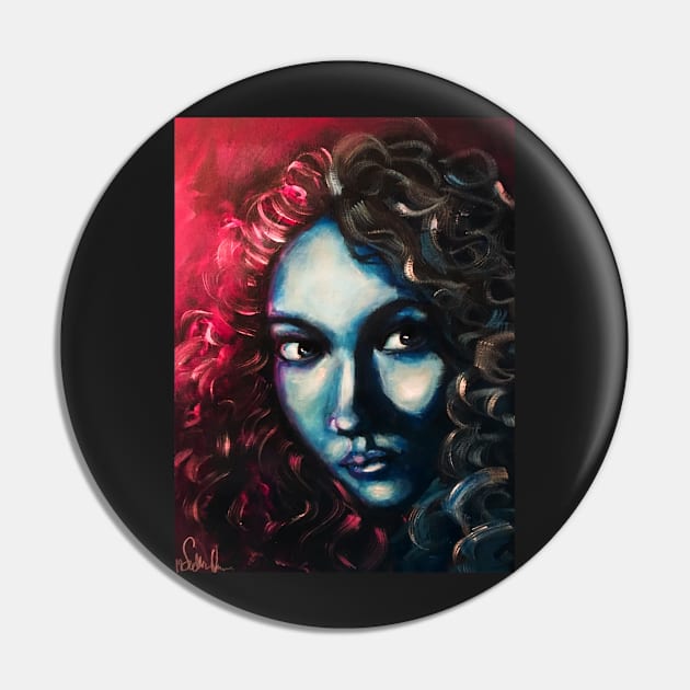 Anaglyph Girl Pin by YaebaArts