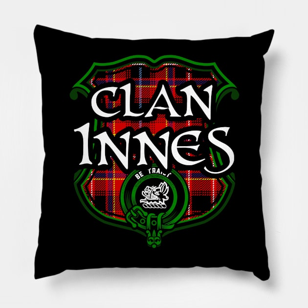 Clan Innes Surname Scottish Clan Tartan Crest Badge Pillow by Celtic Folk