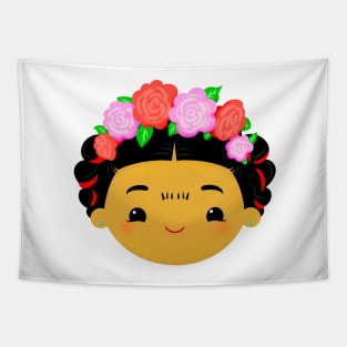 Cute Chibi Kawaii Mexican Flower Girl Tapestry