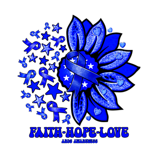 ARDS Awareness - Faith love hope sunflower ribbon T-Shirt