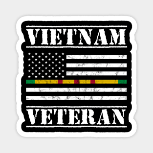 Vietnam Veteran Thin Line American Flag Pride Magnet