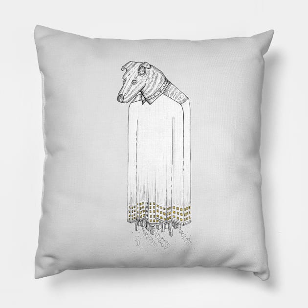 Dog City Pillow by DanJacksonShop